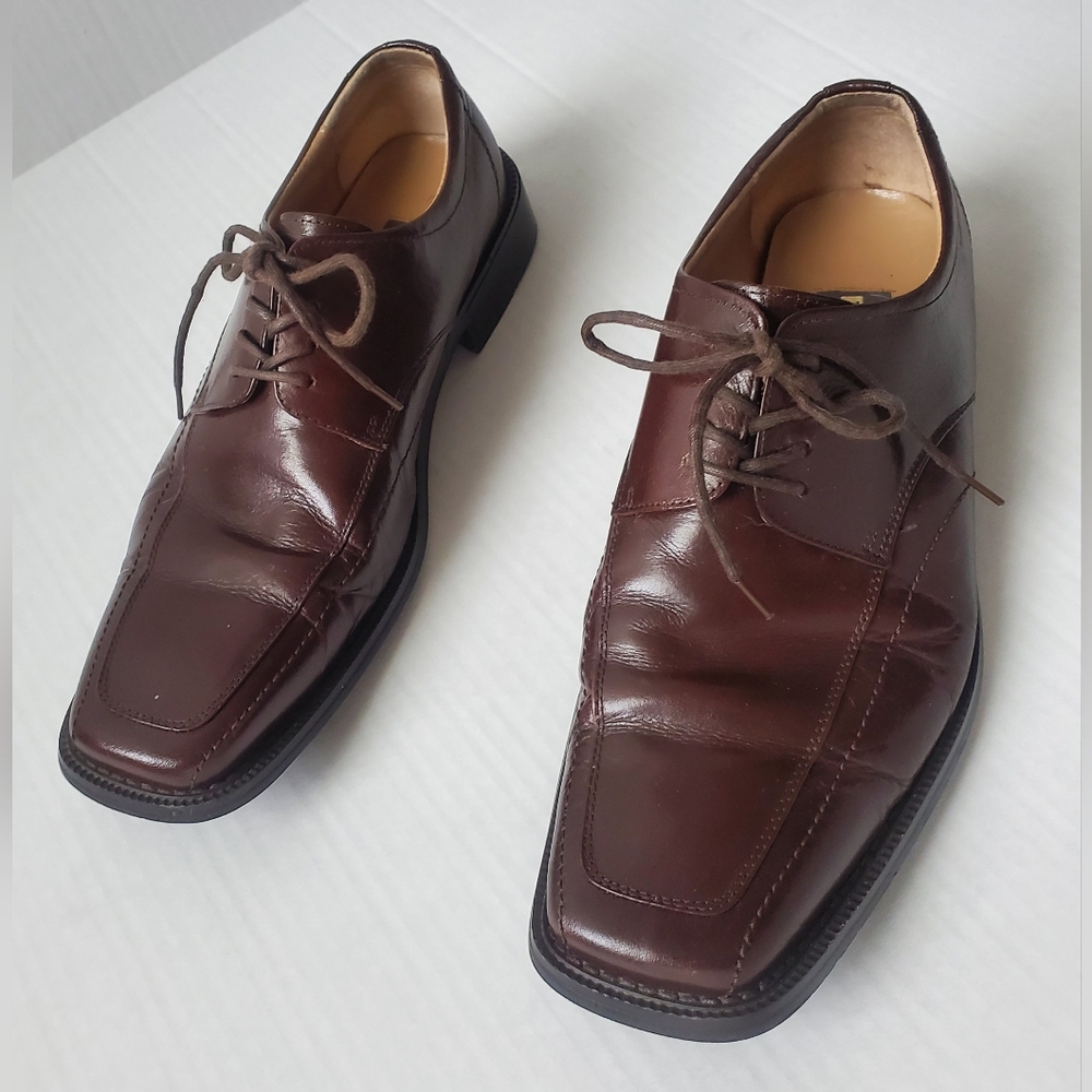 Zengara Men's Brown Leather Dress Shoes Sz 9M